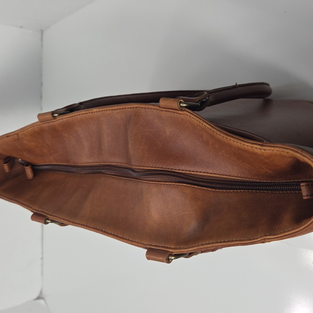 Vintage Eddie Bauer Brown Leather Tote Bag - Picture 5 of 16